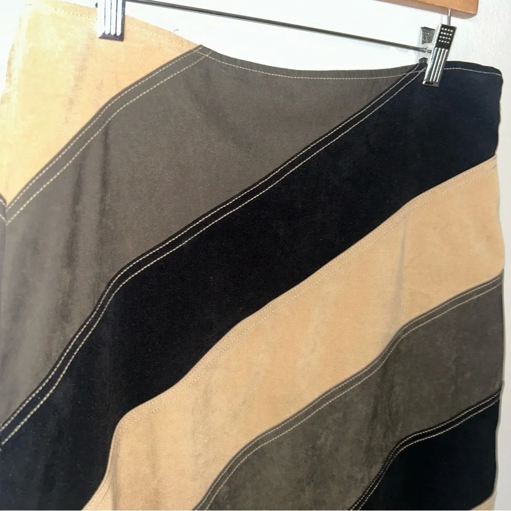 Zinc Tan and Black Asymmetrical Pencil Skirt